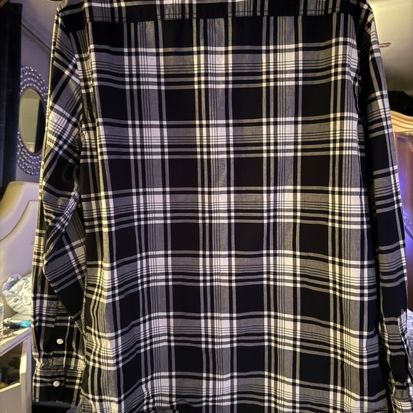 Marc Ecco Black and White Plaid Button-Up Shirt - Picture 4 of 5
